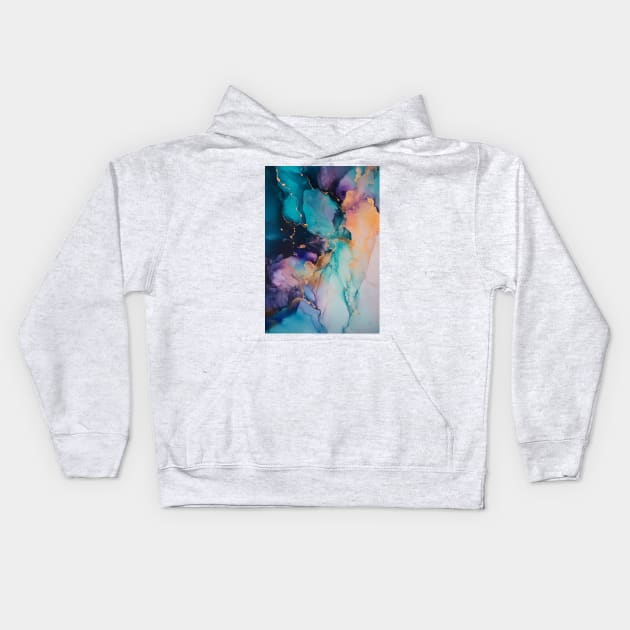 Ultraviolet Utopia - Abstract Alcohol Ink Art Kids Hoodie by inkvestor